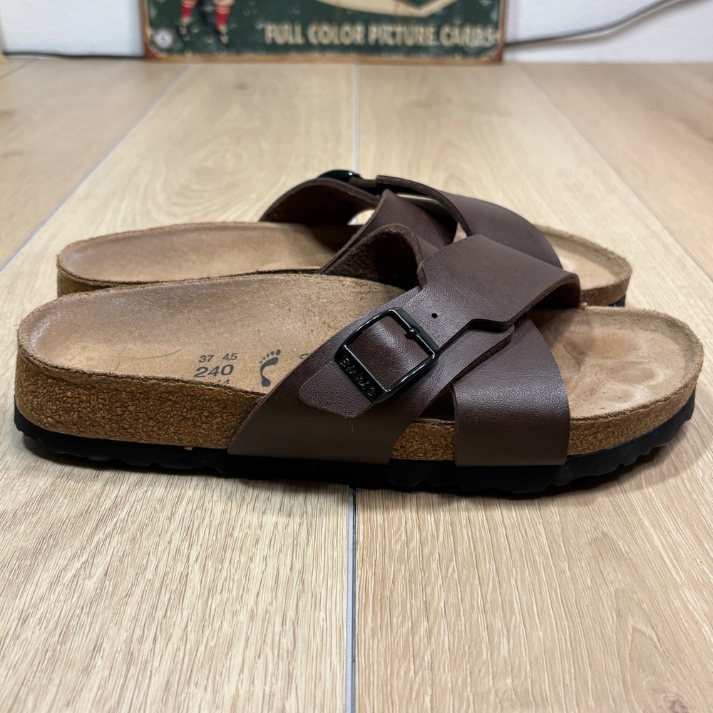 Birkenstock Brown Leather Crossed-Strap Sandals - Picture 2 of 9